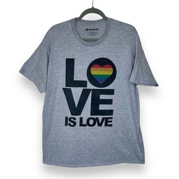 Retreez Love Is Love Heather Gray T Shirt Crew Neck Short Sleeve Unisex Size XL - Picture 1 of 12